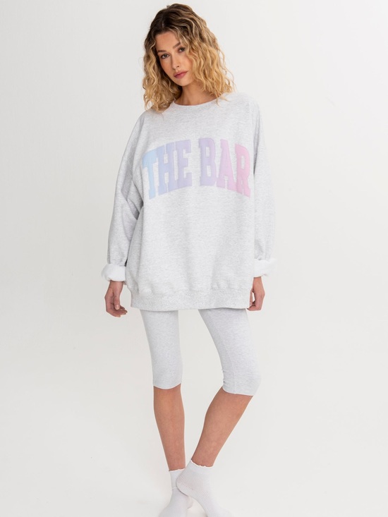 The Bar Sweaters - THE BAR | VARSITY SWEATSHIRT LT HEATHER GREY / LAVENDER GRAZE | Size: Large
